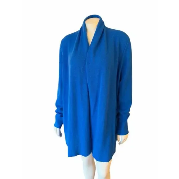 White + Warren Cobalt Blue Cashmere Cardigan Soft Large - Picture 9 of 10
